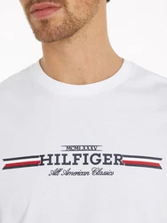 Tommy Hilfiger Rundhalsshirt HILFIGER CHEST STRIPE TEE Creme/Weiß