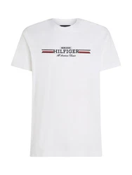 Tommy Hilfiger Rundhalsshirt HILFIGER CHEST STRIPE TEE Creme/Weiß