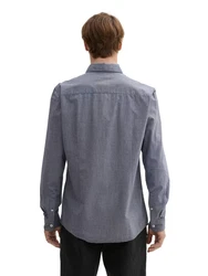 TOM TAILOR Langarmhemd mit Brusttasche Grau/Dunkelblau/Hellblau/Blau