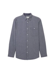 TOM TAILOR Langarmhemd mit Brusttasche Grau/Dunkelblau/Hellblau/Blau