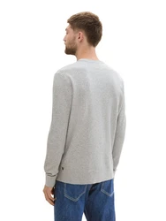 TOM TAILOR Strickpullover mit Rundhalsausschnitt Grau/Khaki/Beige