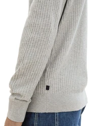 TOM TAILOR Strickpullover mit Rundhalsausschnitt Grau/Khaki/Beige