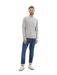 TOM TAILOR Strickpullover mit Rundhalsausschnitt Grau/Khaki/Beige