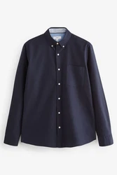 Next Langarmhemd Oxford Slim Fit Dunkelblau/Hellblau