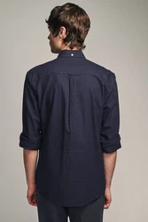 Next Langarmhemd Oxford Slim Fit Dunkelblau/Hellblau