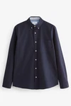 Next Langarmhemd Oxford Slim Fit Dunkelblau/Hellblau