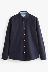 Next Langarmhemd Oxford Slim Fit Dunkelblau/Hellblau