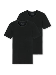 Schiesser T-Shirt 95/5 (2-tlg) Schwarz/Dunkelgrau