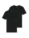 Schiesser T-Shirt 95/5 (2-tlg) Schwarz/Dunkelgrau