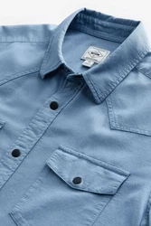 Next Kurzarmhemd mit zwei Taschen Hellblau/Blau