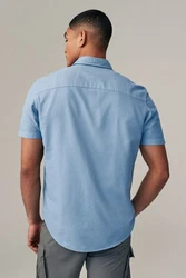 Next Kurzarmhemd mit zwei Taschen Hellblau/Blau