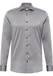 Eterna Langarmhemd Slim Fit Grau/Hellgrau