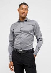 Eterna Langarmhemd Slim Fit Grau/Hellgrau