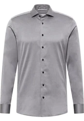 Eterna Langarmhemd Slim Fit Grau/Hellgrau