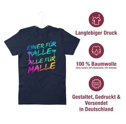 Shirtracer T-Shirt Einer für alle Alle für Malle I Mallorca Party I Malle für alle Sommerurlaub Herren Dunkelblau/Mischfarben/Rosa/Blau/Lila