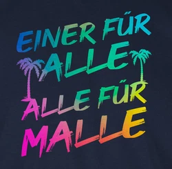 Shirtracer T-Shirt Einer für alle Alle für Malle I Mallorca Party I Malle für alle Sommerurlaub Herren Dunkelblau/Mischfarben/Rosa/Blau/Lila