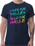 Shirtracer T-Shirt Einer für alle Alle für Malle I Mallorca Party I Malle für alle Sommerurlaub Herren Dunkelblau/Mischfarben/Rosa/Blau/Lila