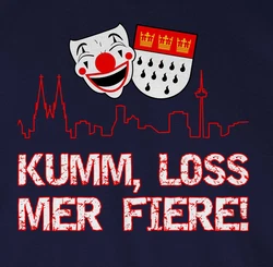 Shirtracer Rundhalsshirt Kumm loss mer fiere Klle Alaaf Kln Wappen Karneval Dunkelblau/Blau/Lila/Rot