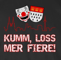 Shirtracer Rundhalsshirt Kumm loss mer fiere Klle Alaaf Kln Wappen Karneval Dunkelgrün/Rot/Schwarz/Braun/Grün/Lila
