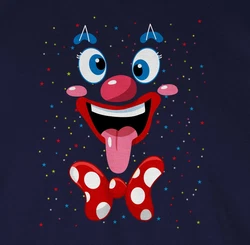 Shirtracer Rundhalsshirt Clown Gesicht Kostüm Creme/Blau/Dunkelblau/Lila