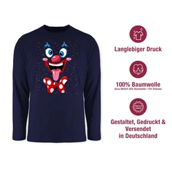 Shirtracer Rundhalsshirt Clown Gesicht Kostüm Creme/Blau/Dunkelblau/Lila