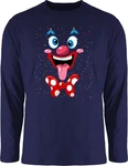 Shirtracer Rundhalsshirt Clown Gesicht Kostüm Creme/Blau/Dunkelblau/Lila