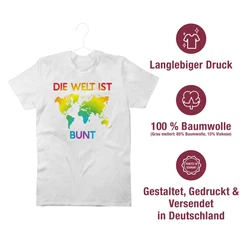 Shirtracer T-Shirt Die Welt ist bunt Regenbogen
