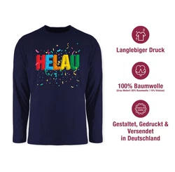 Shirtracer Rundhalsshirt Helau Alaaf Schriftzug Kostüm Köln Fasching Narren Karneval Creme/Dunkelblau/Hellblau/Blau/Mischfarben/Silber