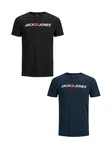 Jack & Jones Kurzarm T-Shirt 2er-Set Crew Neck (3663) Schwarz/Blau (3663)