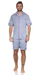 EloModa Capri-Pyjama Herren Pyjama Schlaf-Anzug (2 tlg) Blau/Hellblau/Grau
