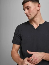 Jack & Jones T-Shirt Splitneck Tee Schwarz