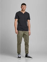 Jack & Jones T-Shirt Splitneck Tee Schwarz