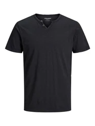Jack & Jones T-Shirt Splitneck Tee Schwarz