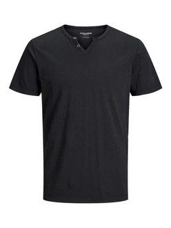 Jack & Jones T-Shirt Splitneck Tee Schwarz