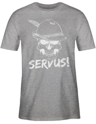 Shirtracer T-Shirt Totenkopf Servus! Mode für Oktoberfest Herren weiß