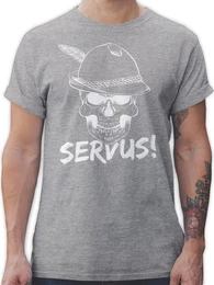 T-Shirt Totenkopf Servus! - wei Mode fr Oktoberfest Herren