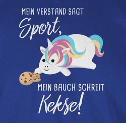 Shirtracer T-Shirt Mein Bauch schreit Kekse! Einhorn Sprüche Rosa/Grau/Dunkelblau/Lila/Beige/Blau