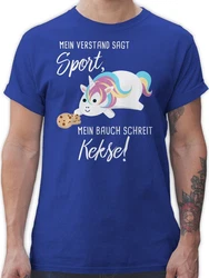 Shirtracer T-Shirt Mein Bauch schreit Kekse! Einhorn Sprüche Rosa/Grau/Dunkelblau/Lila/Beige/Blau