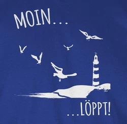 Shirtracer T-Shirt Moin Meerliebe Leuchtturm Motiv Meer Sprüche Statement Blau/Dunkelblau/Hellblau