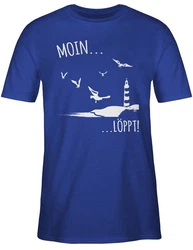 Shirtracer T-Shirt Moin Meerliebe Leuchtturm Motiv Meer Sprüche Statement Blau/Dunkelblau/Hellblau