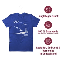 Shirtracer T-Shirt Moin Meerliebe Leuchtturm Motiv Meer Sprüche Statement Blau/Dunkelblau/Hellblau