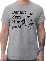 Shirtracer T-Shirt Der mit dem Hund geht Pfoten Sprüche Statement mit Spruch schwarz