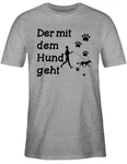 Shirtracer T-Shirt Der mit dem Hund geht Pfoten Sprüche Statement mit Spruch schwarz