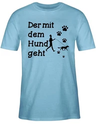 Shirtracer T-Shirt Der mit dem Hund geht Pfoten Sprüche Statement mit Spruch schwarz
