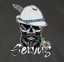 Shirtracer T-Shirt Servus Totenkopf Skull Bayrisch Mode für Oktoberfest Herren Grün/Braun