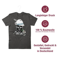 Shirtracer T-Shirt Servus Totenkopf Skull Bayrisch Mode für Oktoberfest Herren Grün/Braun