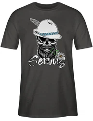 Shirtracer T-Shirt Servus Totenkopf Skull Bayrisch Mode für Oktoberfest Herren Grün/Braun