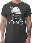 Shirtracer T-Shirt Servus Totenkopf Skull Bayrisch Mode für Oktoberfest Herren Grün/Braun