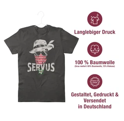 Shirtracer T-Shirt Lausbua Totenkopf Bayrisch Lausbub Mode für Oktoberfest Silber/Rot/Dunkelgrün/Grau/Rosa/Lila/Braun