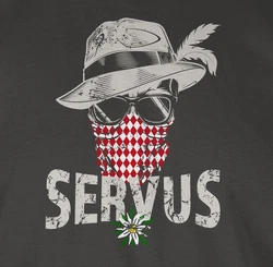 Shirtracer T-Shirt Lausbua Totenkopf Bayrisch Lausbub Mode für Oktoberfest Silber/Rot/Dunkelgrün/Grau/Rosa/Lila/Braun